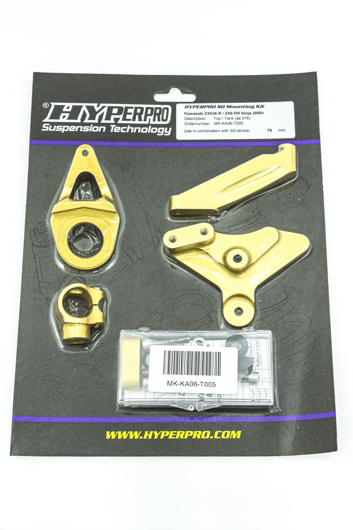Kawasaki ZX-6R / RR (05-06) styrdæmper monteringskit - Hyperpro