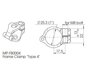 Stel clamp for styrdæmper TYPE 4 (Id = 25.4 mm) - Hyperpro