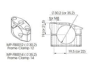Stel clamp for styrdæmper TYPE 14 (Id = 35.2 mm) - Hyperpro